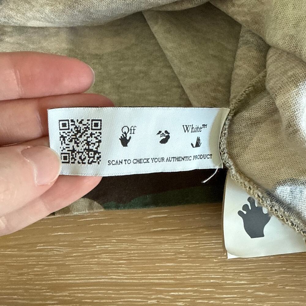 Off White T Shirt Camo Logo Size M Green Brown - Picture 3 of 6